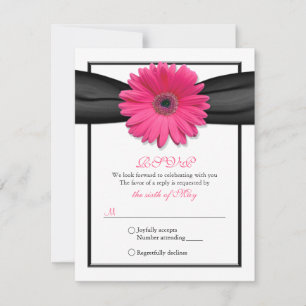 Rosa Gerbera med svarskort från Black Ribbon OSA Kort