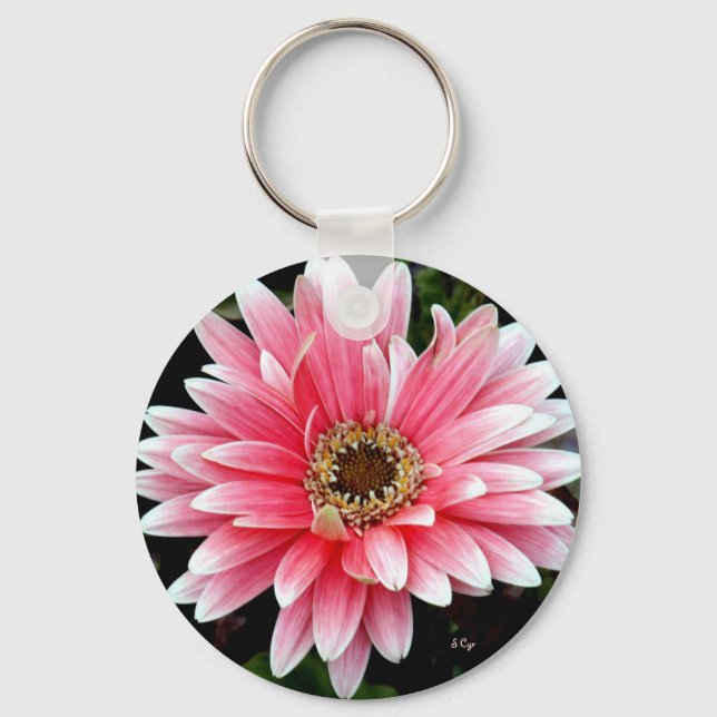 Rosa Gerbera Nyckelring (Framsida)