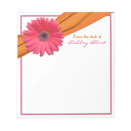Rosa Gerbera Orange Ribbon Personlig Anteckningsbl Anteckningsblock