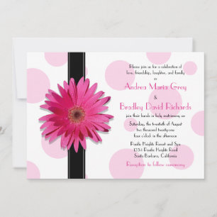 Rosa Gerbera Polka Dot bröllopsinbjudan Inbjudningar