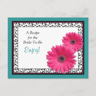 Rosa Gerbera Teal receptkort för Bride ska Vykort