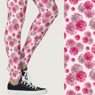 Rosa gerbera-tulpan blommig Mönstrad Leggings