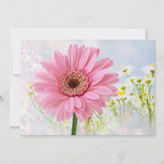 Rosa Gerbera tusenskönor för alla tillfällen Inbju Inbjudningar (Framsida)