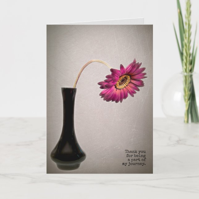 Rosa gerbera tusenskönor tack kort (Framsida)