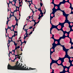Rosa gerbera tusensköns blommönster leggings
