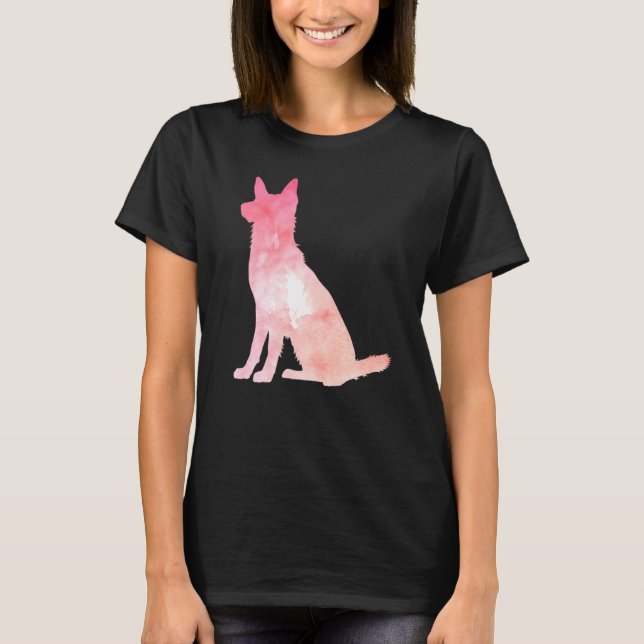 Rosa German Shepherd Passande T Shirt (Framsida)