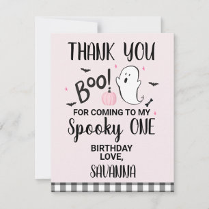 Rosa Ghost Boo Halloween Birthday Tack för ditt ko Inbjudningar