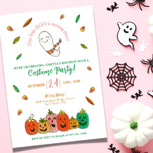 Rosa Ghost Costume Party Birthday Inbjudningar