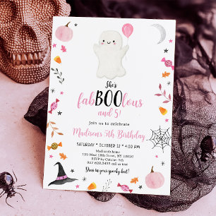 Rosa Ghost Fab-boo-lous och Fem födelsedagar Inbjudningar