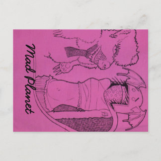 Rosa Ghost Girl and Arg Bear Vykort