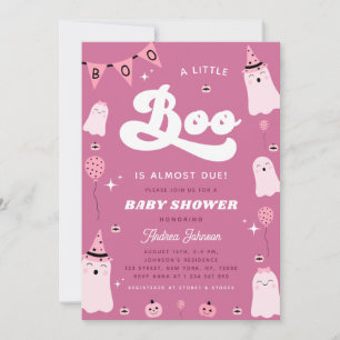 Rosa Ghost & Groovy Little Boo Girl Baby Shower Inbjudningar