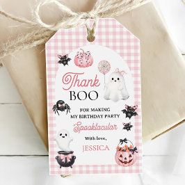 Rosa Ghost Halloween 1:a födelsedagen Party Presentetikett