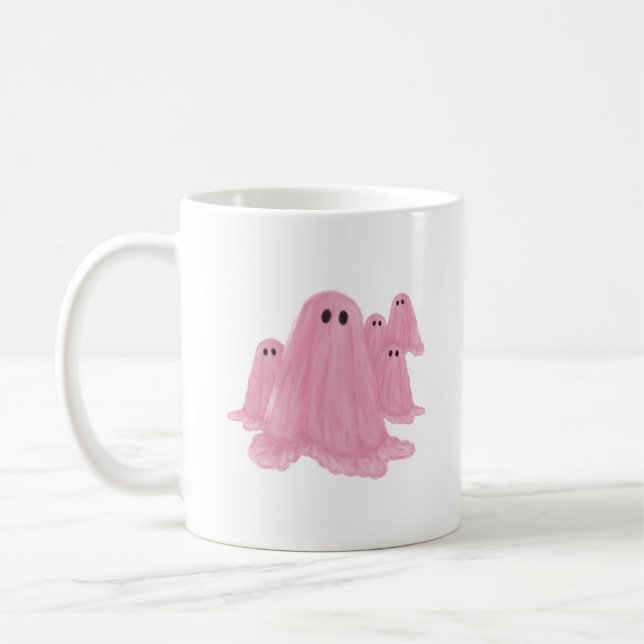 Rosa Ghost Halloween Coffee Mugg (Vänster)