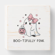 Rosa Ghost Halloween Cute Spooky Wooden Box Sign