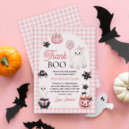 Rosa Ghost Halloween Födelsedagsfest Tack Kort