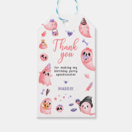 Rosa Ghost Halloween Ghost 1:a Birthday Tack Presentetikett