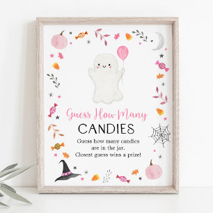 Rosa Ghost Halloween gissar hur många spel Poster