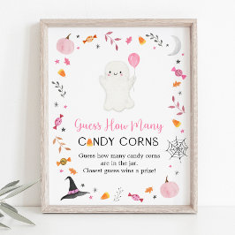 Rosa Ghost Halloween gissar hur många spel Poster