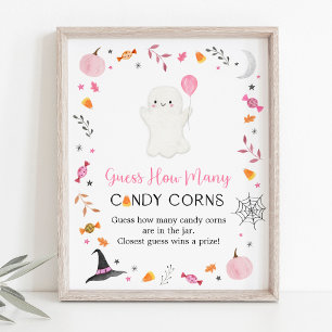 Rosa Ghost Halloween gissar hur många spel Poster