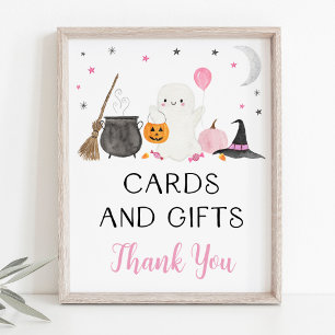 Rosa Ghost Halloween-kort och presentkort Poster