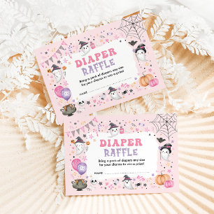 Rosa Ghost Halloween Spooky Boo Diaper Raffle Tilläggskort