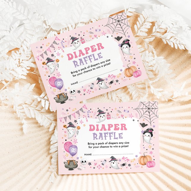 Rosa Ghost Halloween Spooky Boo Diaper Raffle Tilläggskort (Skapare uppladdad)