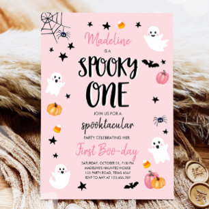 Rosa Ghost Halloween-taloky Ett födelsedag Party Inbjudningar
