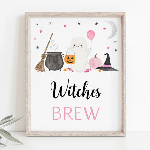 Rosa Ghost Halloween Witches Brew Drinks Sign Poster