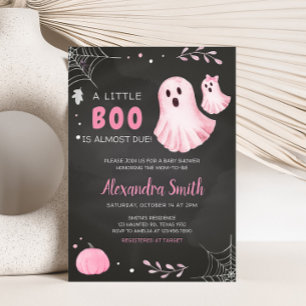Rosa Ghost Little Boo Baby Shower Inbjudningar