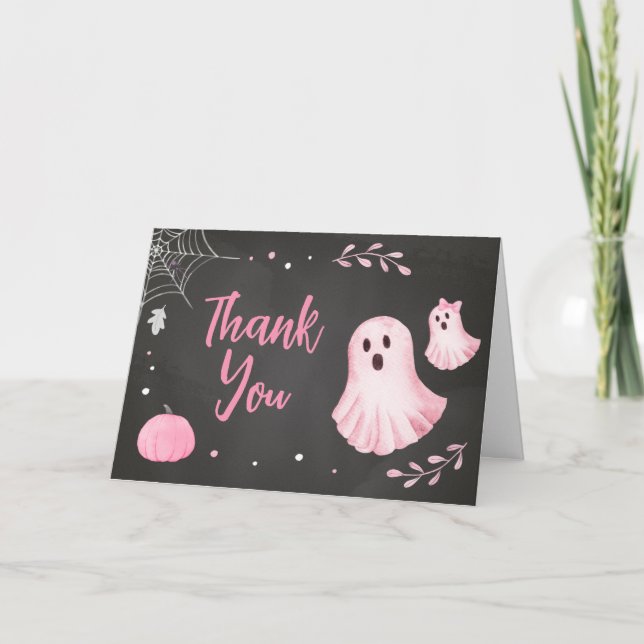 Rosa Ghost Little Boo Baby Shower Tack Kort (Framsida)