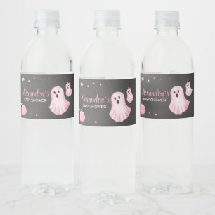 Rosa Ghost Little Boo Baby Shower Vattenflaskor Etikett