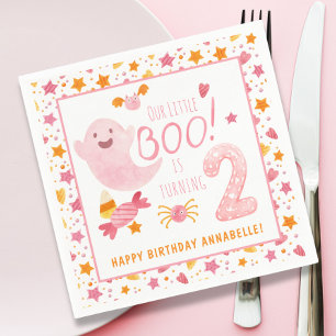 Rosa Ghost Little Boo Turding Two Birthday Pappersservett