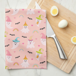 Rosa Ghost Rainbow Mönster Halloween Kitchen Towel Kökshandduk
