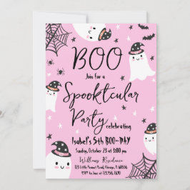 Rosa Ghost Spooktacular Halloween Birthday Inbjudningar