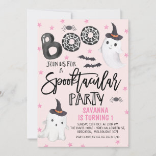 Rosa Ghost Spooktacular Party Halloween Birthday Inbjudningar