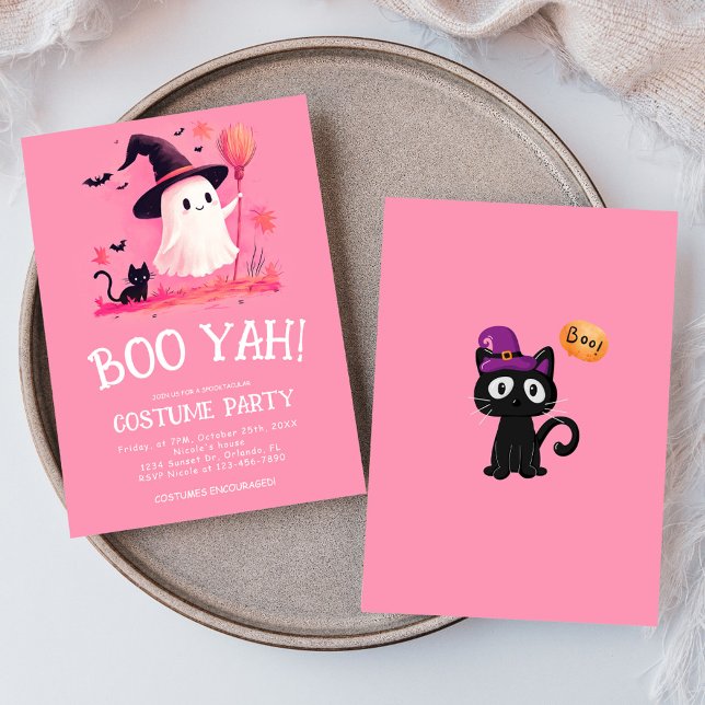 Rosa Ghost Witch Kids Halloween Costume Party Inbjudningar (Skapare uppladdad)