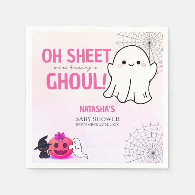 Rosa Ghoul Halloween Baby Shower Pappersservett (Framsidan)