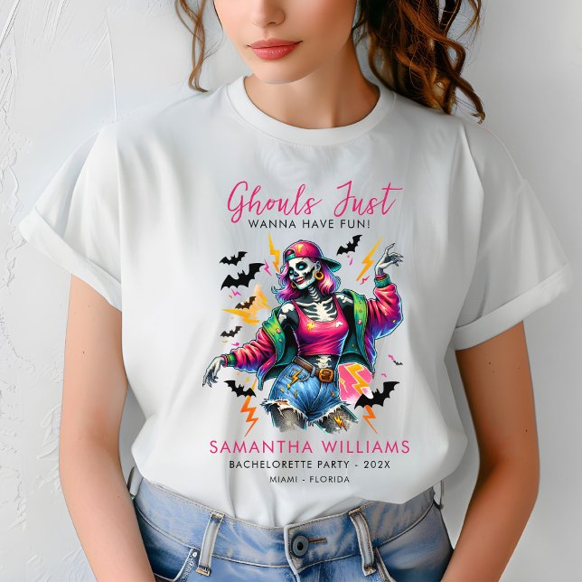 Rosa Ghouls Hallowen Bachelorette Party T Shirt (Skapare uppladdad)