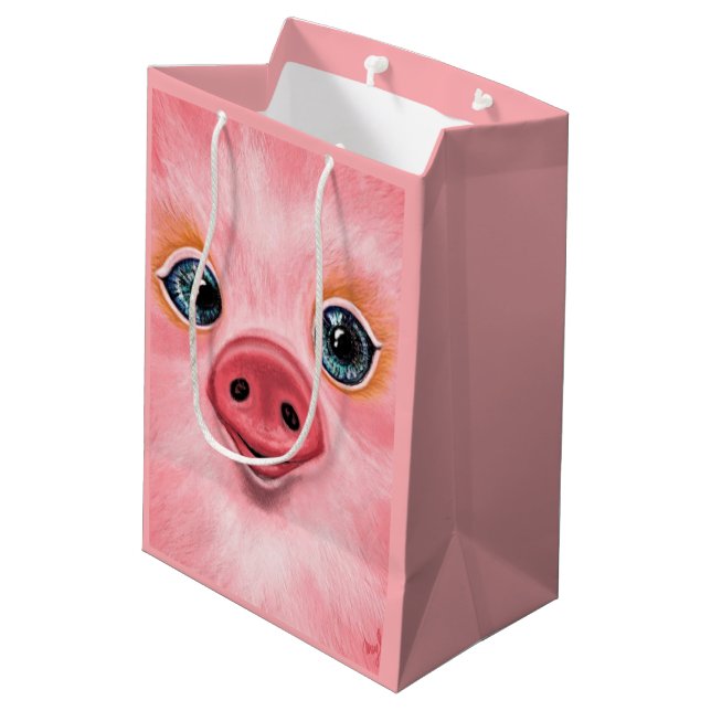 Rosa Gift Bag med Baby Pig - sjömil (Baksidan Vinklad)