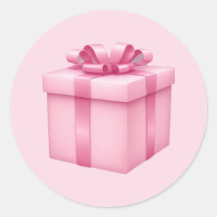 Rosa Gift Box Emoji Art Runt Klistermärke