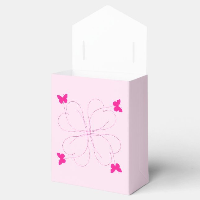 Rosa Gift Box med Butterflies Presentaskar (Öppnad)