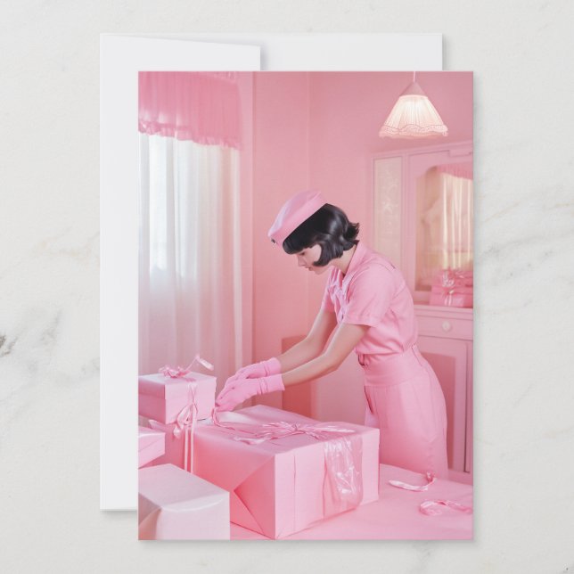 Rosa Gift Wrapping Inbjudningar (Framsida)