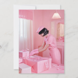 Rosa Gift Wrapping Inbjudningar