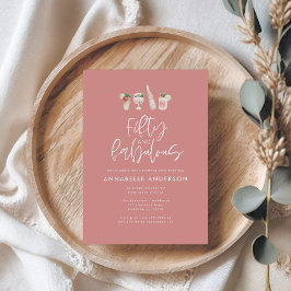 Rosa, giftig vattenfärg 50 och fantastisk födelsed inbjudningar