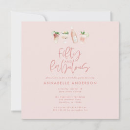 Rosa, giftig vattenfärg 50 och fantastisk födelsed inbjudningar