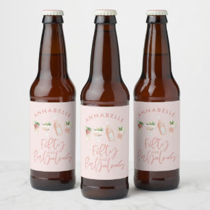 Rosa, giftig vattenfärg 50 och fantastisk födelsed ölflaska etikett