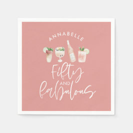 Rosa, giftig vattenfärg 50 och fantastisk födelsed pappersservett