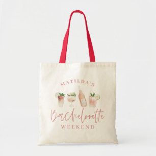 Rosa gigantiska moderna drycker bachelorette helg tygkasse