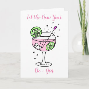 Rosa Gin Gott nytt år-kort Kort