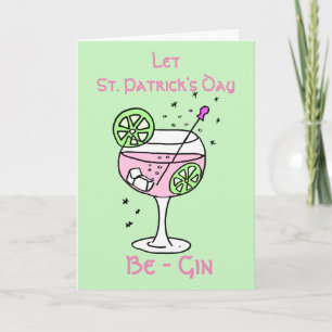 Rosa gin St Patrick's Day-kort Kort
